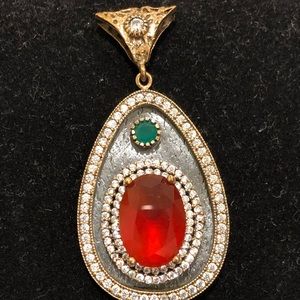 Ottoman Ruby & Emerald Pendant - .925 Silver